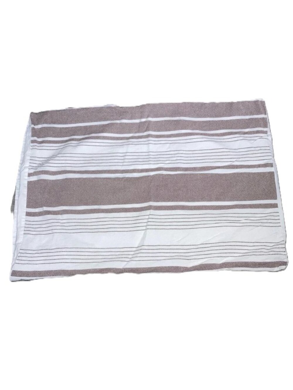 TAHARI White and Taupe Striped Decorative Pillow Cover Standard